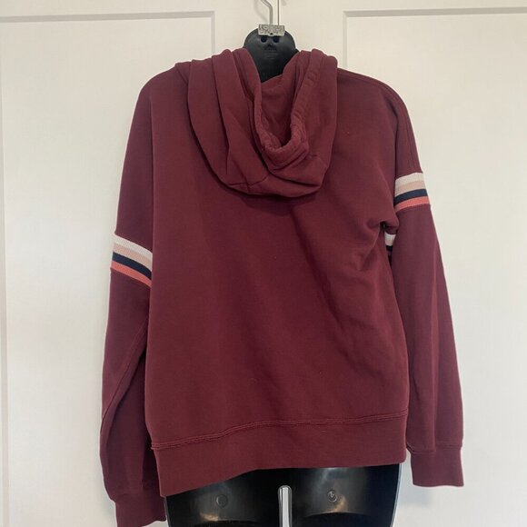 Abercrombie Fitch Pullover Hoodie Sweater Striped Maroon Size XL - Picture 4 of 8
